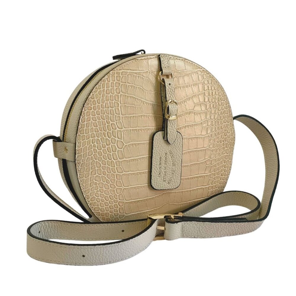 Leather Croc Printed Crossbody Canteen Bag